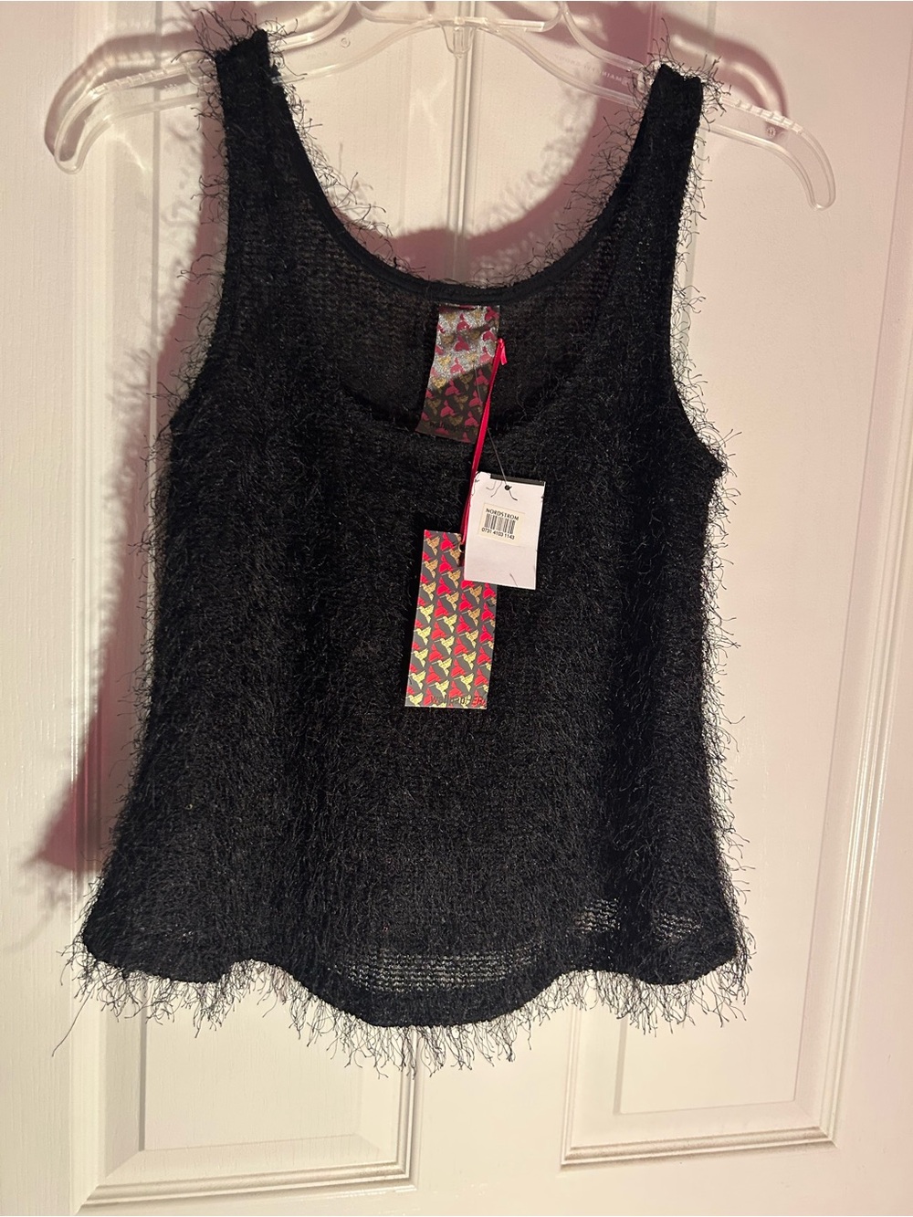 Wallpapher Black Fuzzy Sleeveless Tank